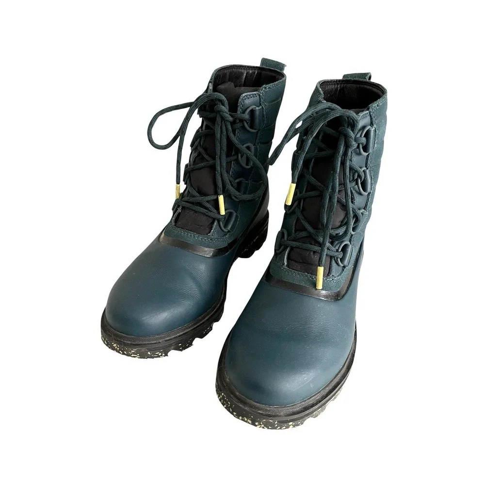 Women's Sorel Lennox Street Waterproof Lace-Up Hiking Boots Teal Blue Gorpcore 8